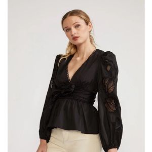 CYNTHIA ROWLEY TULIP EMBROIDERED BLOUSE